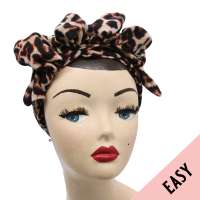 Easy Turban with leopard pattern - pre-tied, with velcro