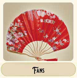 Elegant fans made of wood & fabric