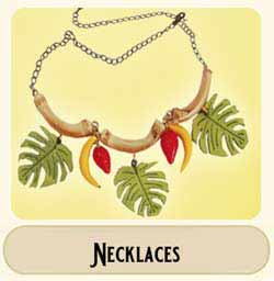 Necklaces and colliers with fruits and sweets