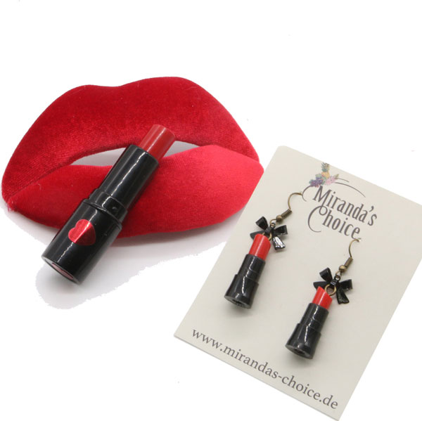 Headpiece & Lippenstift Ohrringe