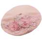 Preview: Barett Mütze Wolle pink spitze mit Blumen
