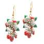 Preview: Sparkling earrings with enamel flowers and red strawberry pendant