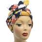 Preview: Haarband mit Draht in blau mit bunten Blumen