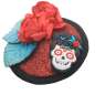 Preview: Mini-Fascinator in Rot-Glitzer mit Sugar Skull