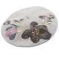 Preview: Grey beret embroidered with brown flowers