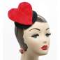 Preview: Black Red fascinator with red velvet heart