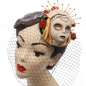 Preview: fascinator halloween gruseliger puppenkopf Rosen maria