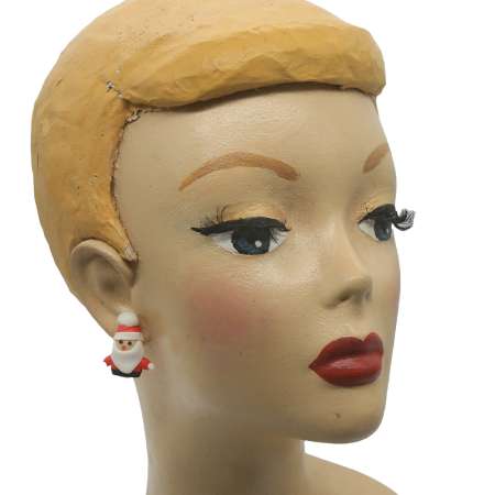 Kopf mit Weihnavtsmann Ohrringen