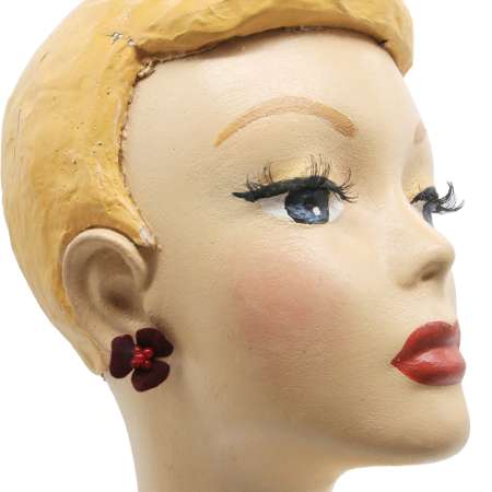 ohrringe Samtblume dunkelrot