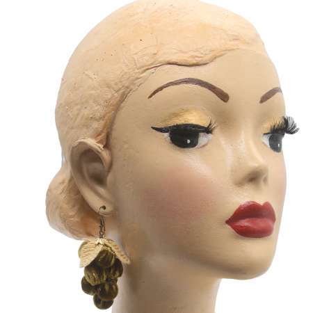 head with grape earrings