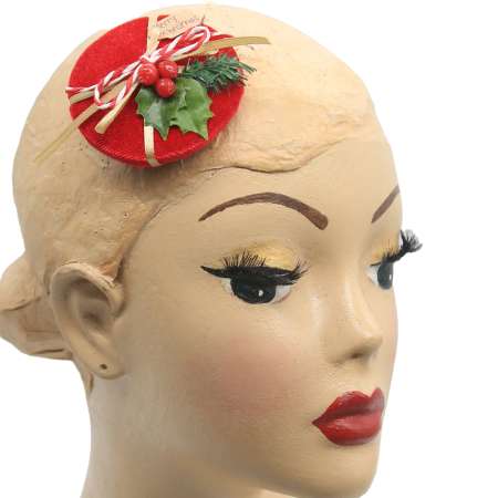 roter Fascinator Weihnachten aus Samt