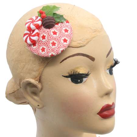 rot weiß Fascinator xmas Bonbons