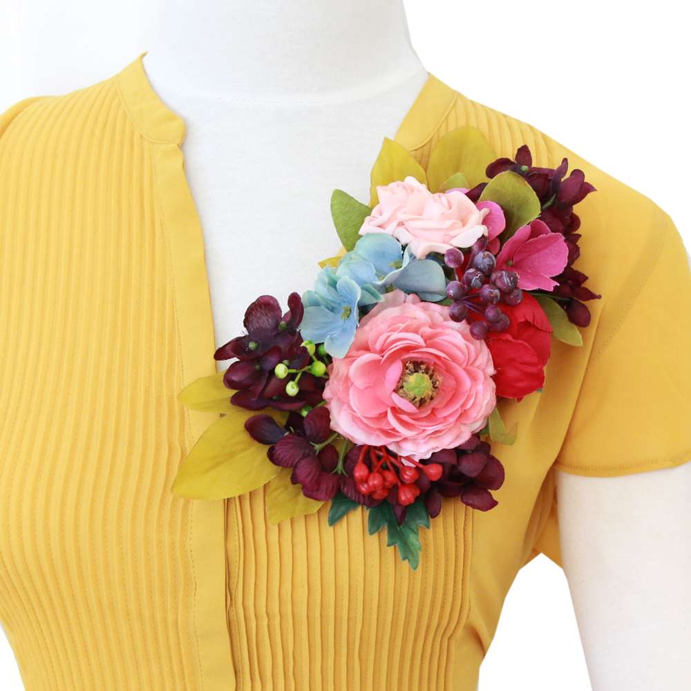 Mixed flower corsage with many variations - hair flower, hat flower, brooch