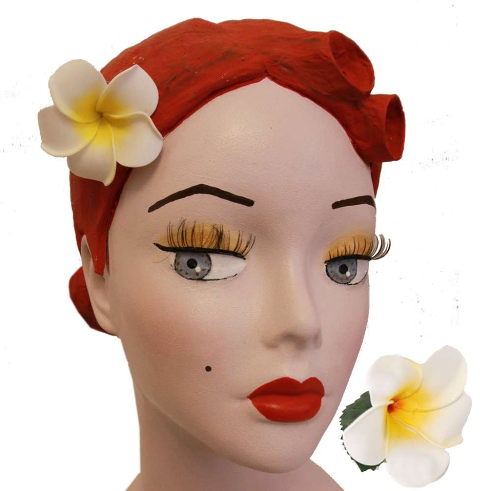 White small frangipani hair flower