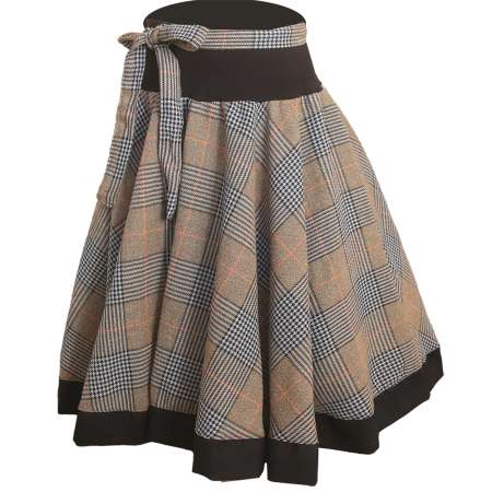 Tellerrock mit Karo Muster in Grau