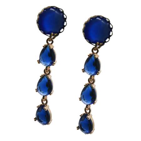 Earrings with blue sparkle drop
