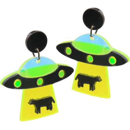 Cute earrings with retro ufos
