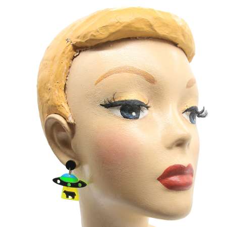 cute earrings green ufo