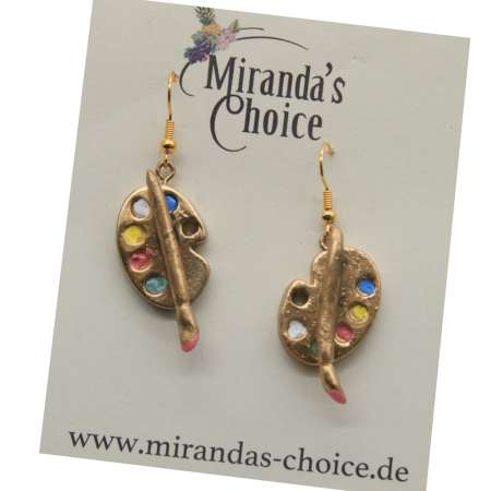 Ohrringe mit Künstlerpalette in Gold