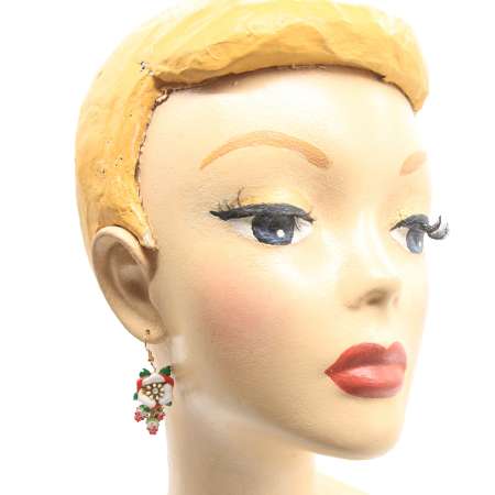Head: blossom vintage green red white earring