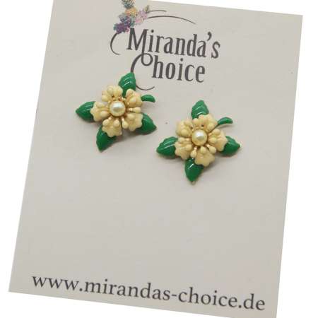yellow enamel flower earstuds
