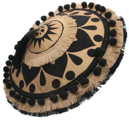 Coolie hat in black & gold