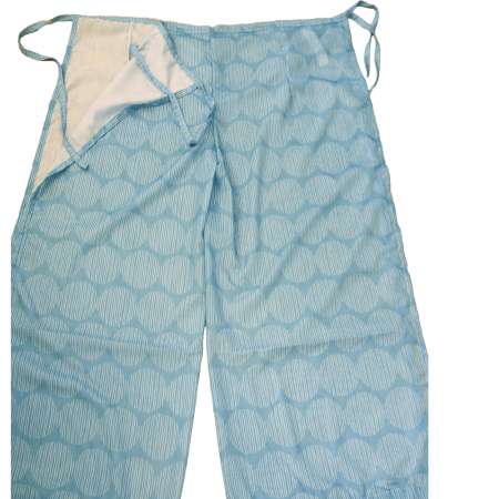ausgebreitete Wickelhose mit retro Muster türkis