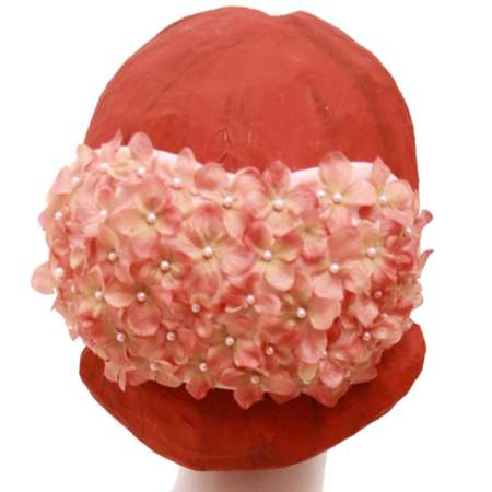 hut Hinterkopf hortensien rosa perlen vintage