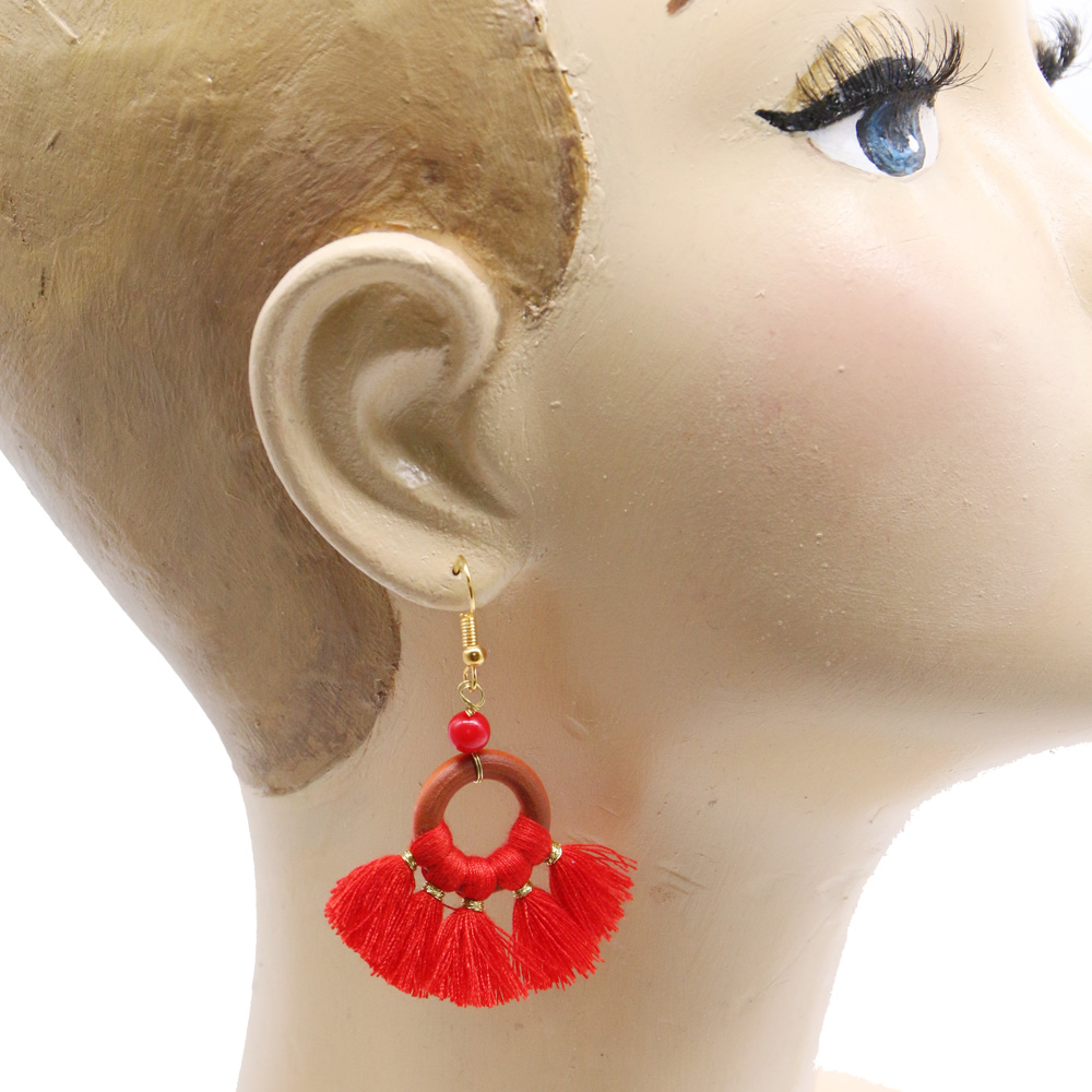 Long Tassel Earrings Red – beadsnfashion
