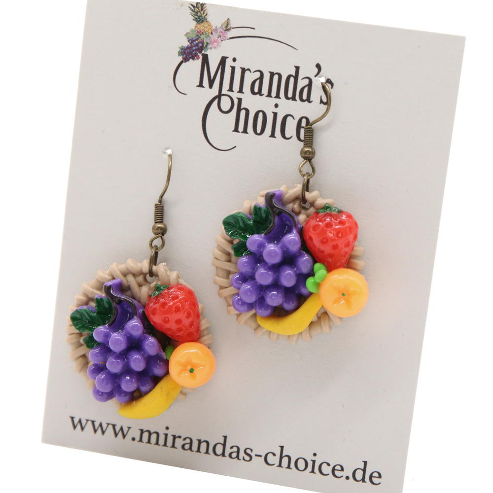VTG Fruit Salad Basket Earrings Clip On W Germany Carmen Miranda Style  Jewelry | eBay