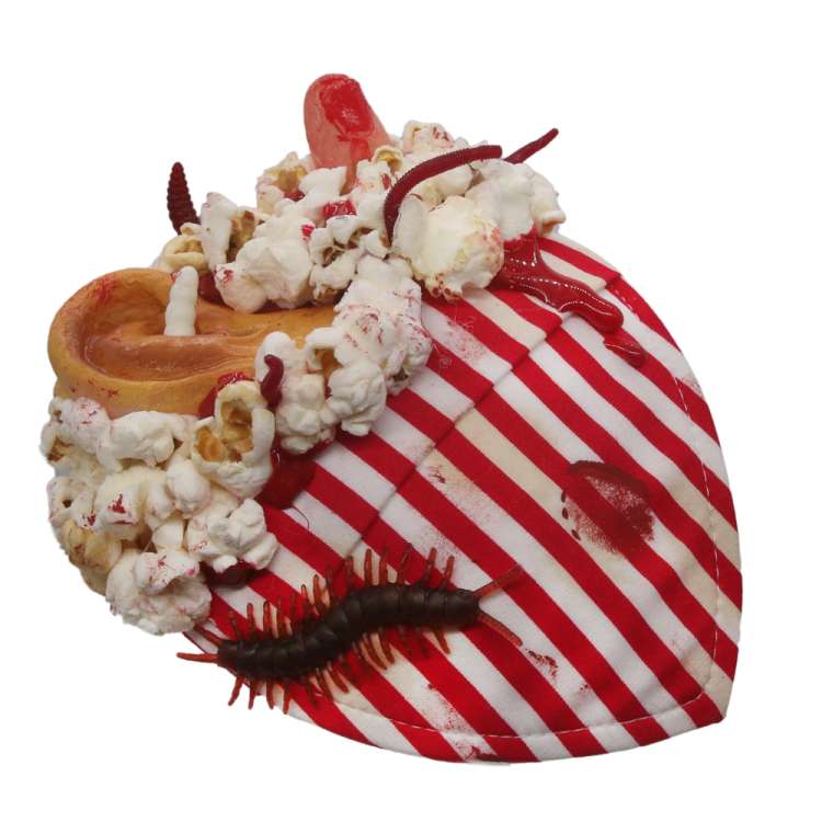 popcorn fascinator mit Würmern