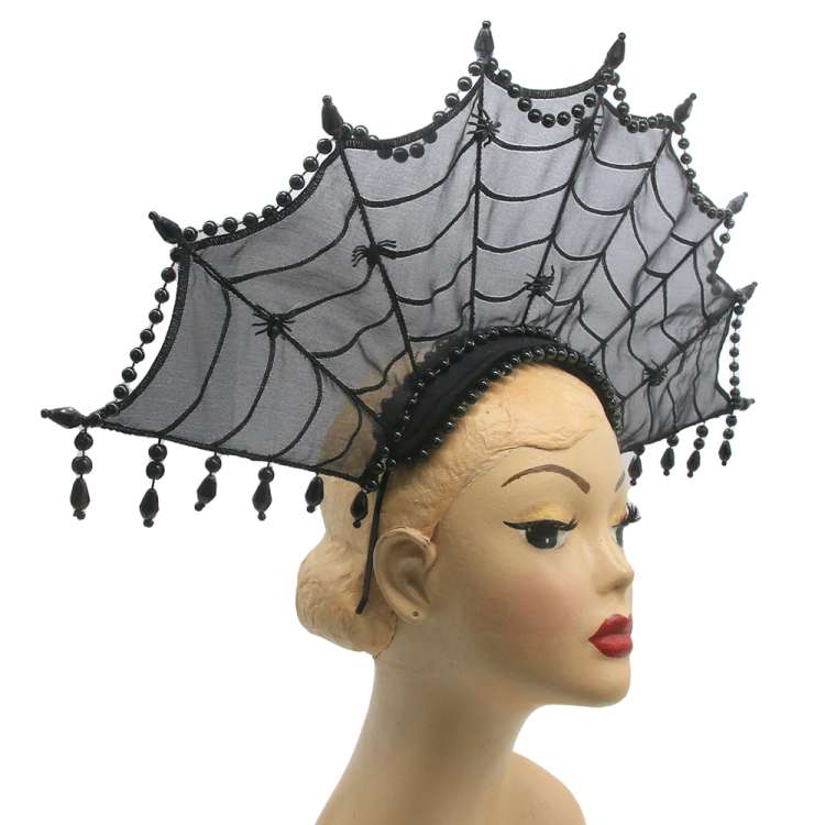 halloween Kopfschmuck mit Spinnennetz und Perlen
