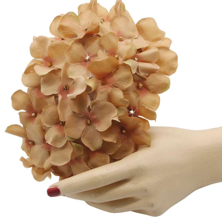 halfhat blumen fascinator hortensien hellbraun