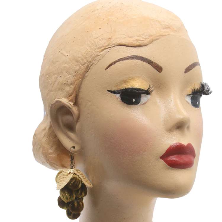 head with grape earrings