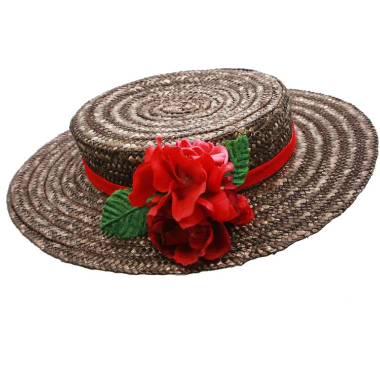Dunkelblauer Strohhut mit Blume Accessoires Hüte Strohhüte 