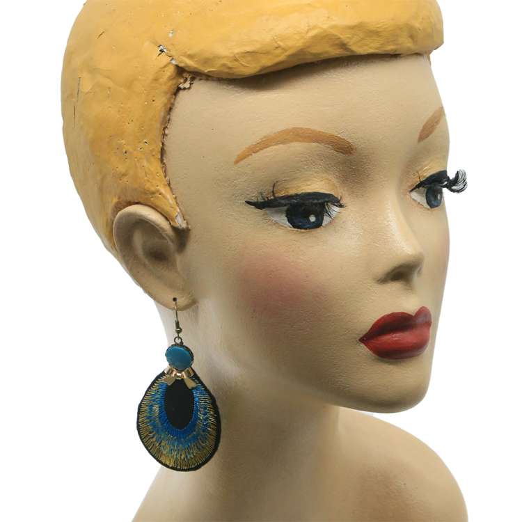 Haead: earrings with peacock feather