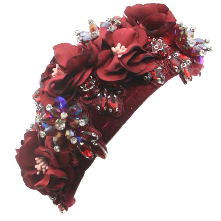 Dark red sparkling half hat