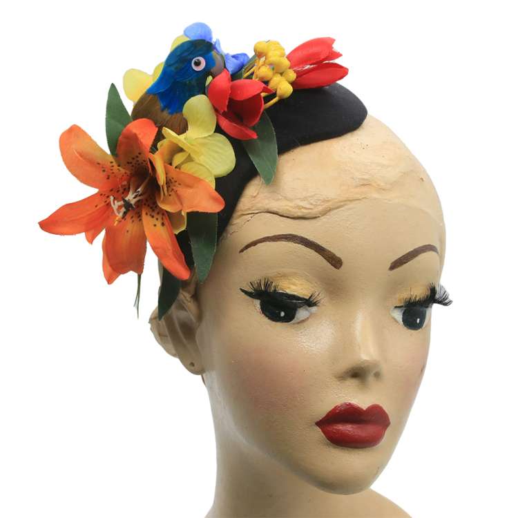 Fascinator/ kleiner Half Hat mit Papagei