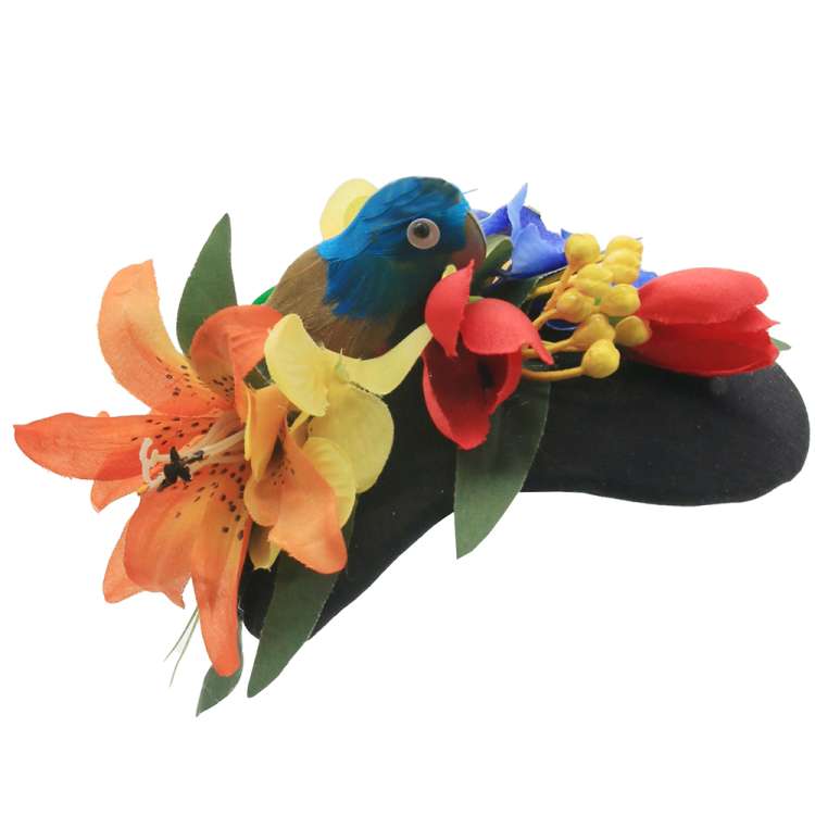 half hat exotische Blumen und Papagei