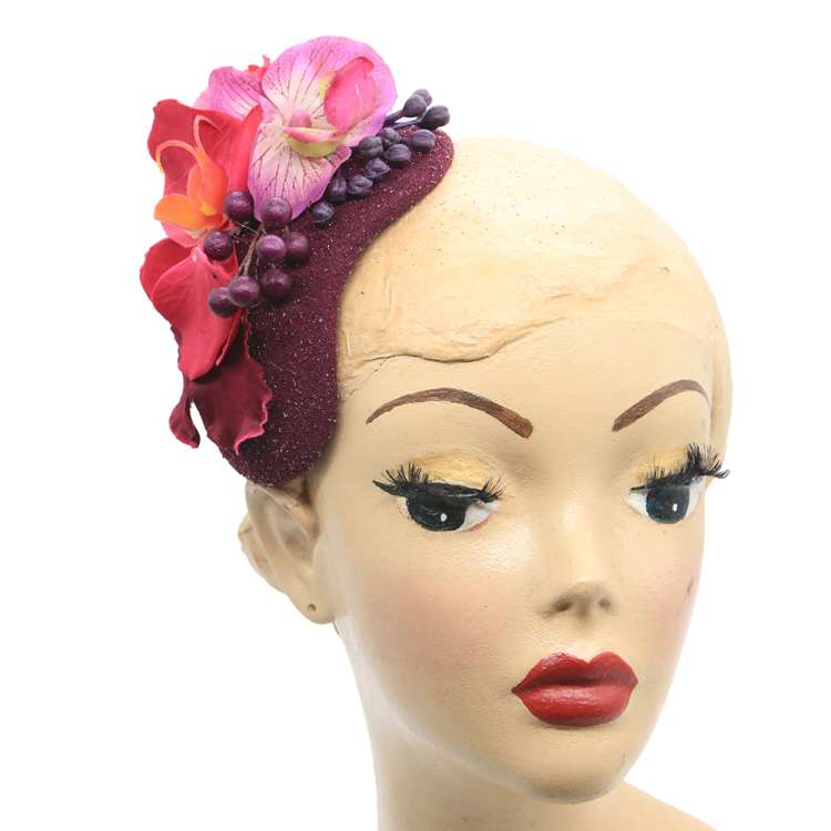 half hat vintage style lilac glitter