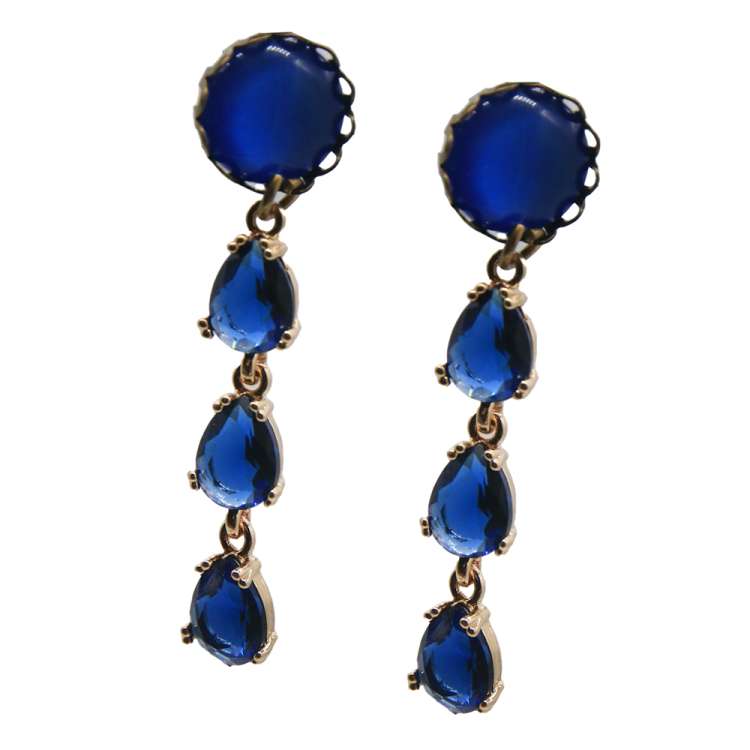 Earrings with blue sparkle drop