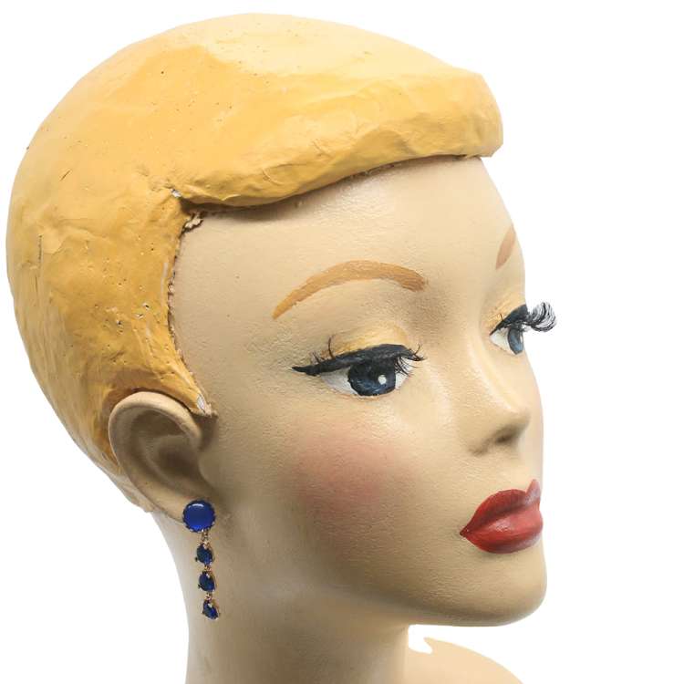 Head with Earrings with blue sparkle drop