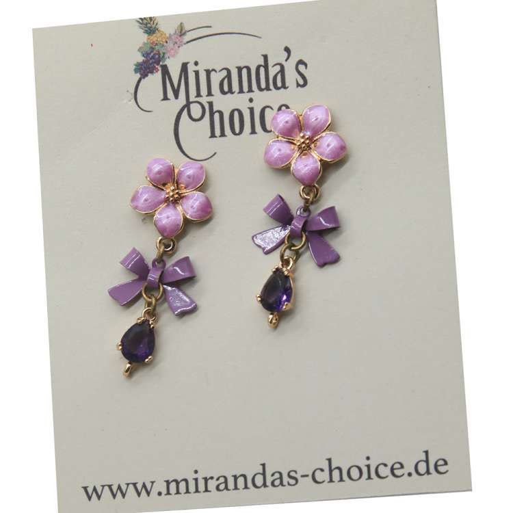 Lilac bling - earrings vintage style