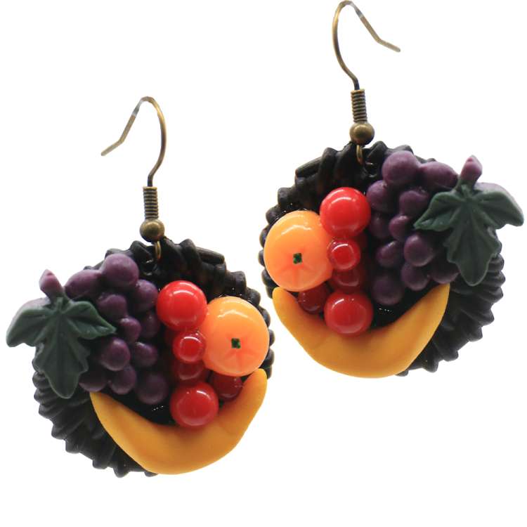 vintage ohrringe OBST und Rattan