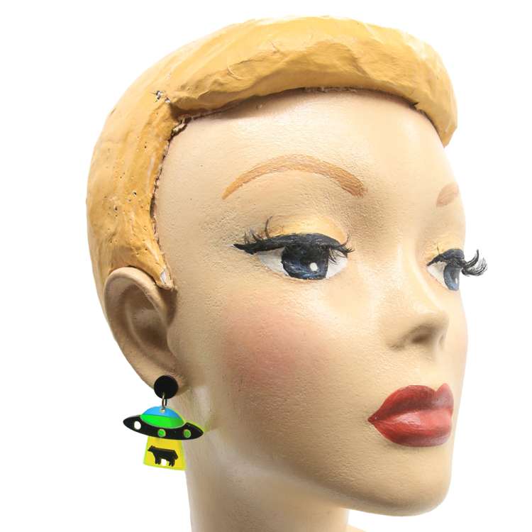 cute earrings green ufo