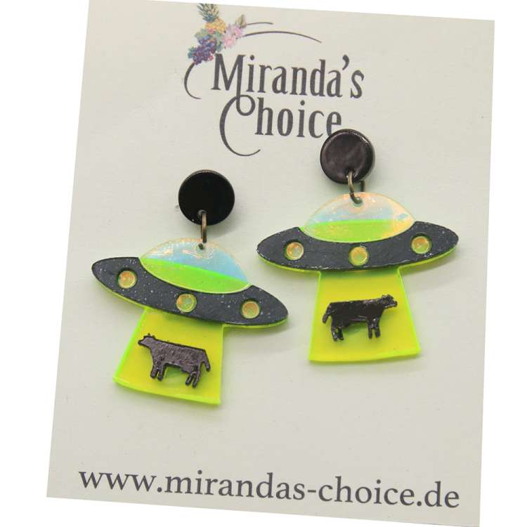 ufo and cow earrings