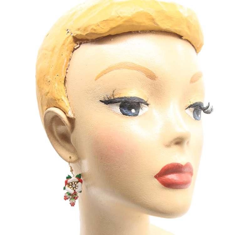Head: blossom vintage green red white earring