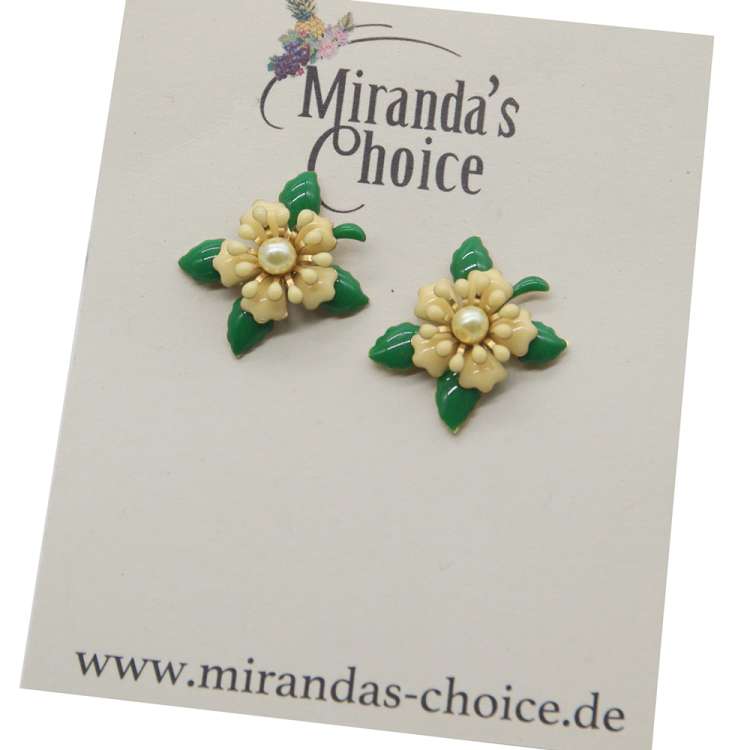 yellow enamel flower earstuds