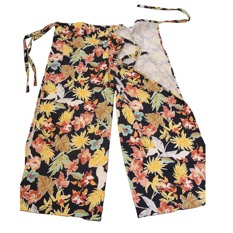 Sommerhose im Vintage-Stil Blumen blau
