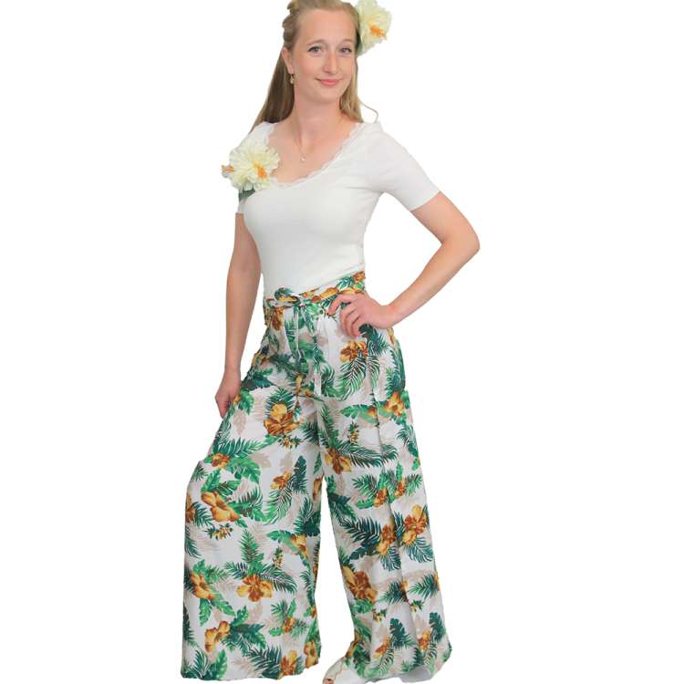 Sommerhose im Vintage-Stil mit Hibiskus